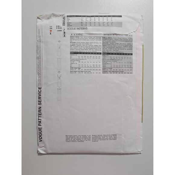 V1182 Vogue Evening Dress Pattern by Kay Unger New York Size FF (16 18 20 22) - Picture 3 of 4